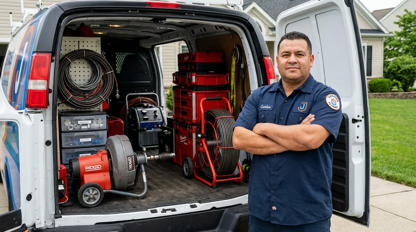 Professional drain cleaning equipment and Johns Plumbing LLC plumber in Metropolis
