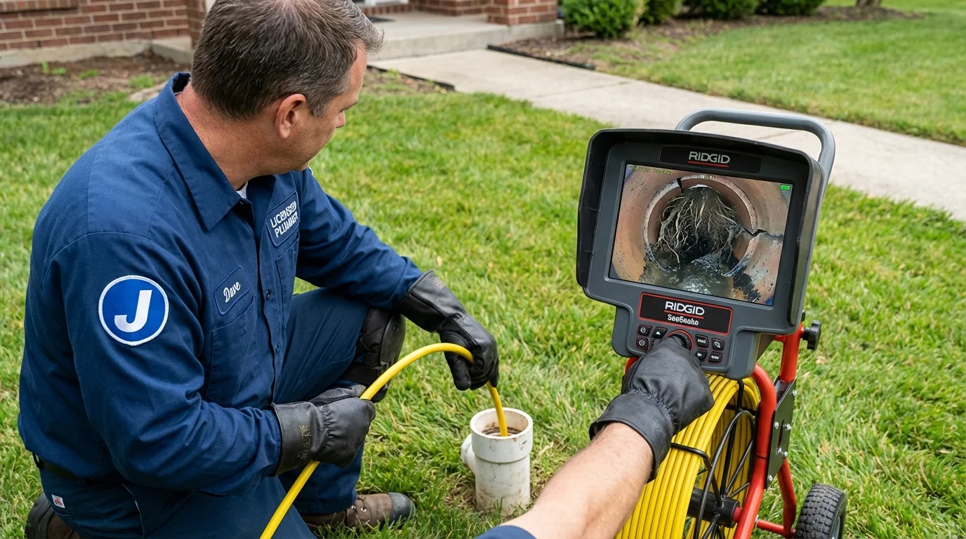 Sewer camera inspection being performed by Johns Plumbing LLC in Metropolis