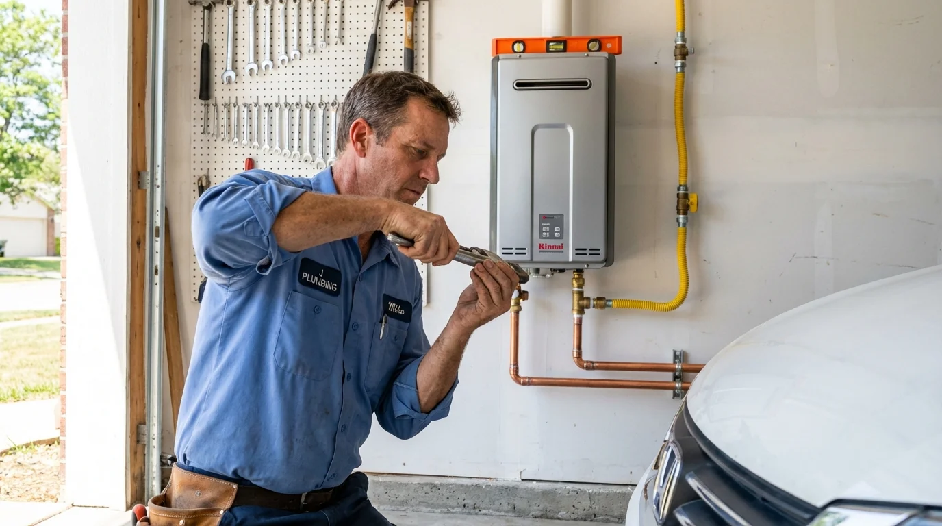 Tankless water heater installation by a Johns Plumbing LLC plumber in Metropolis